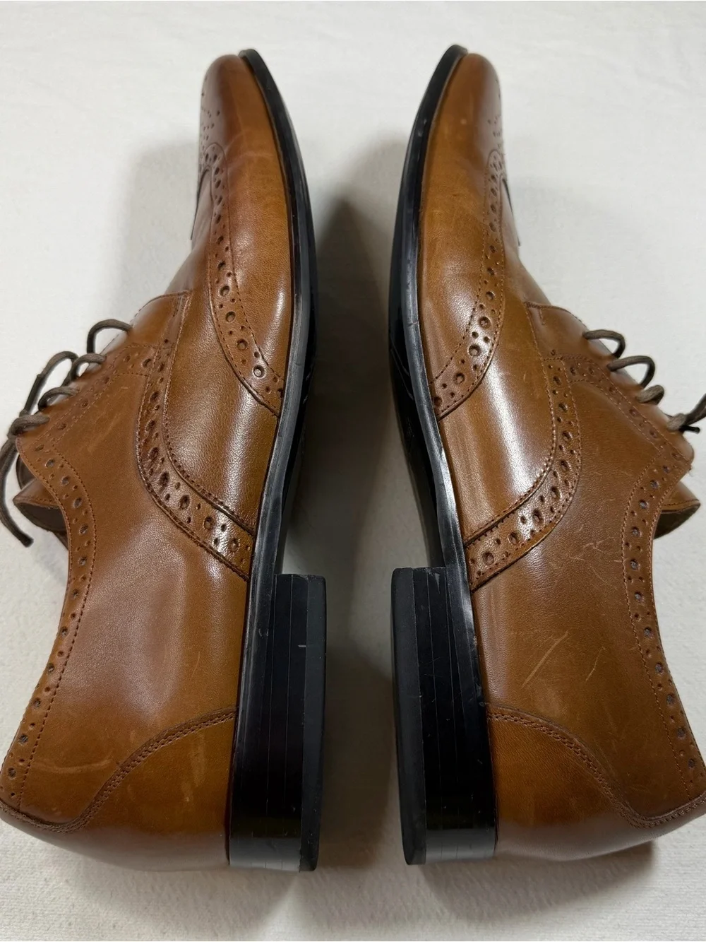 Stacy Adams Mens 13M Derby Brown Lace Up Wingtip Leather Shoes